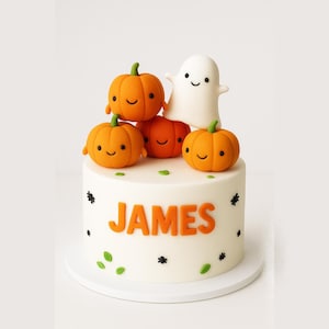 Essbare Halloween Kuchen Dekoration Set Kürbisse, Geist, Spinnen & Blätter Handgefertigte Zuckerpaste Toppers Perfekt für Halloween-Kuchen