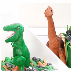 Handmade Fierce Dinosaurs T-Rex Brontosaurus Sugarpaste/Fondant Cake Topper
