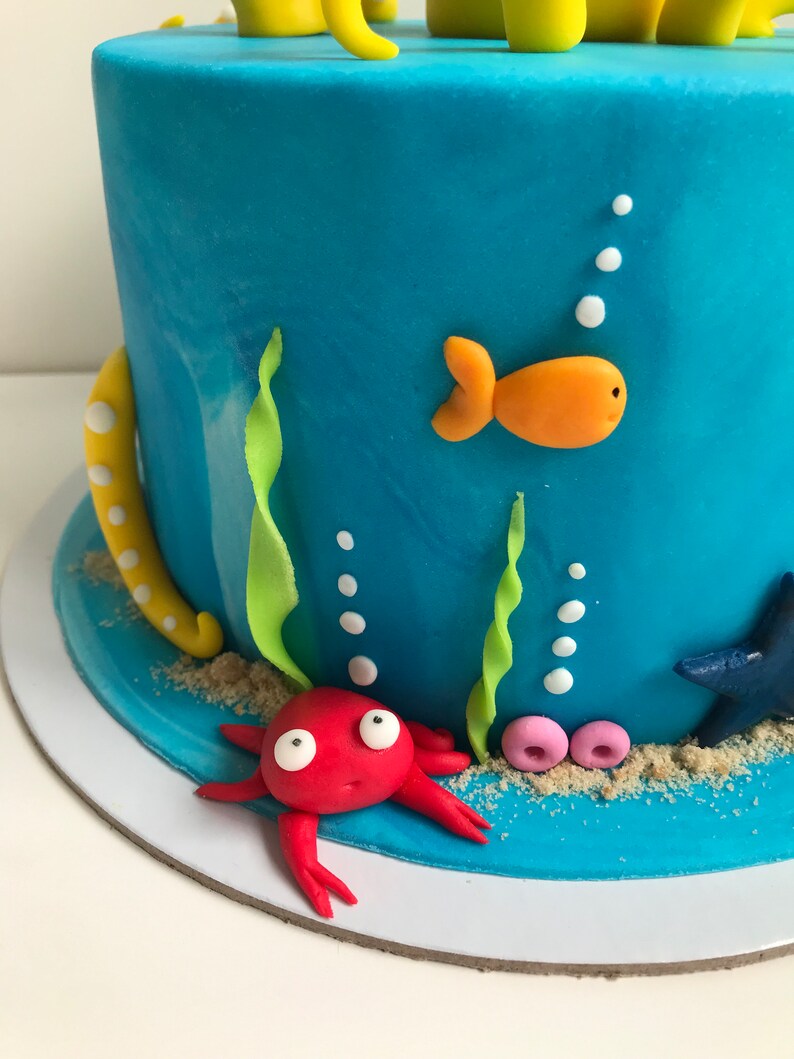 Under the Sea Fondant Cake Topper Decorations Ocean Sea Animals Octopus