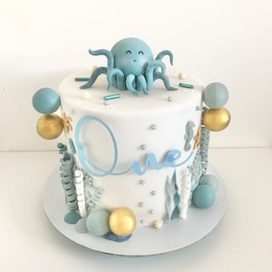 Under the Sea Fondant Cake Topper Decorations Ocean Sea Animals Octopus Crab Star Decorations Ocean Sea World Theme Bday Party Baby Shower