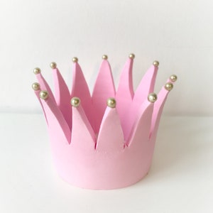 Sugarpaste Girly Cake Topper Pink Crown with golden details Gold Queen Crown Accessories Wedding Happy Birthday Party Babyshower Pageant