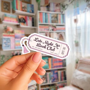 Late Night Book Club Sticker | Book Lover Sticker | KIndle Sticker | Laptop Sticker | Reader Aesthetic Decal | Cute Bookish Gift