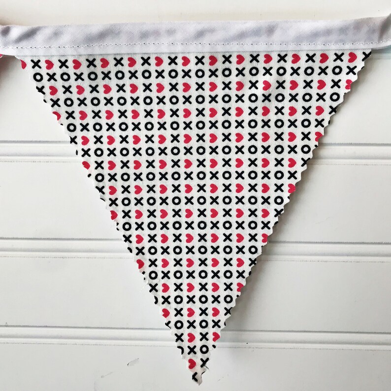 Valentine Valentine fabric bunting Aqua and red bunting Modern Valentine bunting Modern holiday decor Valentine garland heart bunting