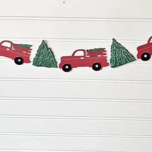 Christmas truck banner, Christmas paper decor, Christmas decor, Truck banner, farmhouse decoration, photo prop, mantle decor, Little truck image 1