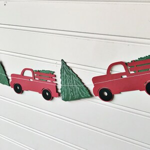 Christmas truck banner, Christmas paper decor, Christmas decor, Truck banner, farmhouse decoration, photo prop, mantle decor, Little truck image 3