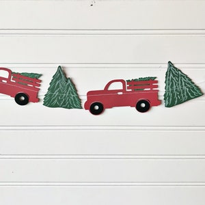 Christmas truck banner, Christmas paper decor, Christmas decor, Truck banner, farmhouse decoration, photo prop, mantle decor, Little truck image 2