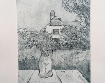 Charleston Garden Etching: Bloomsbury Farmhouse Art Print