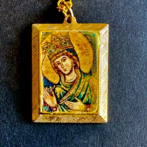 Virgin Mary Pendant: Gold-Tone Catholic Saint Jewelry