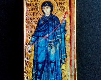 Byzantine Mary pendant, Annunciation pendant, Virgin Mary icon, Mary Byzantine (from mosaics)