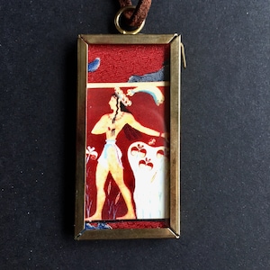 Prince of Lilies, Minoan Prince pendant, Fresco Lily Prince , Knossos the prince of lilies pendant, Aegean Prince pendant,