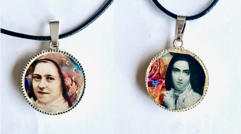 St Saint jewelry Carmelite Saint Th\u00e9r\u00e8se of Lisieux Therese Two sided Saints St St Catholic Saints Teresa of Avila Little Flower