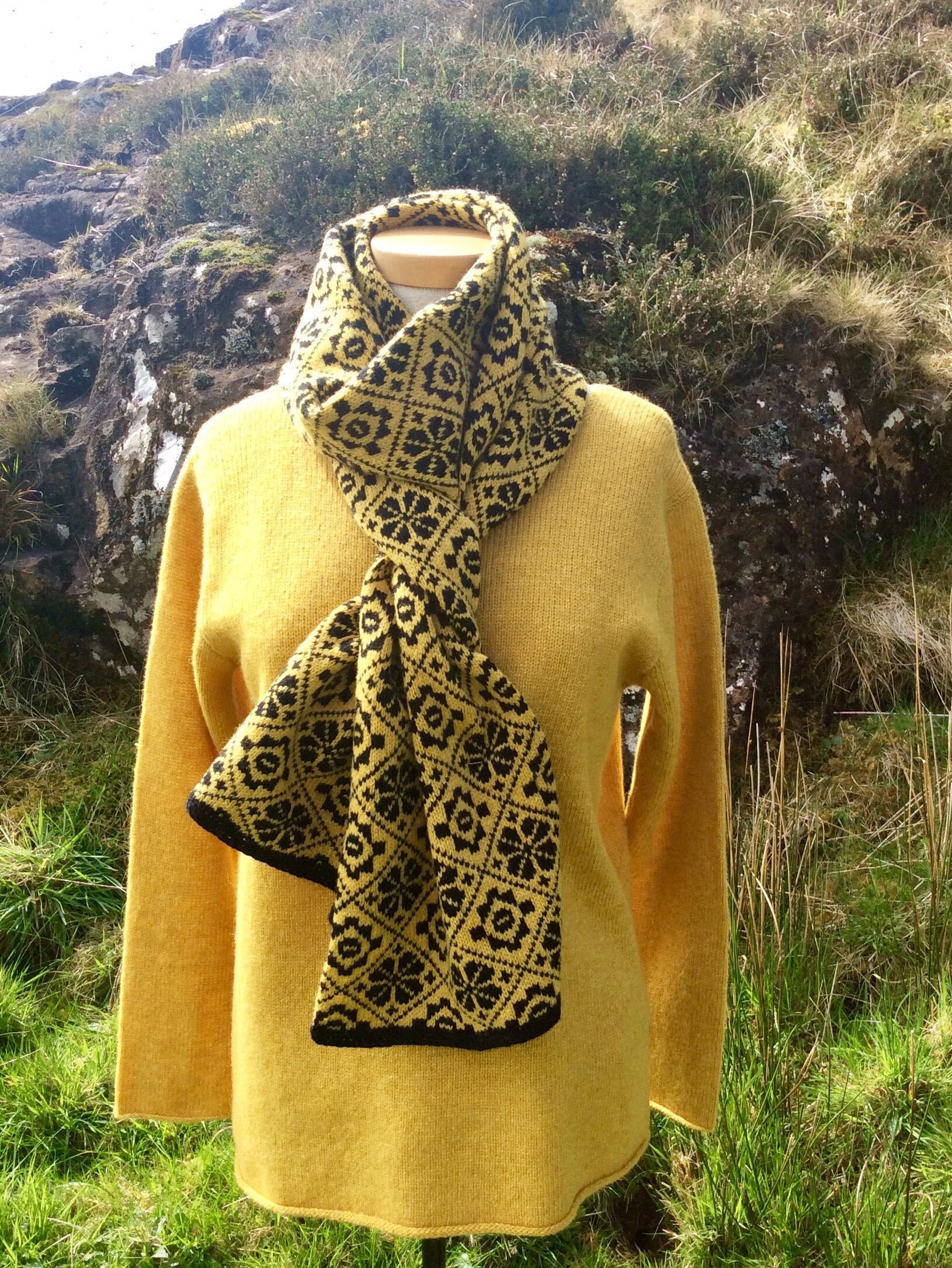Scarf Knitted Glendale Design in Pure Wool by Isle of Skye Etsy