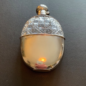 Exceptional Antique Silver and Glass Hip Flask