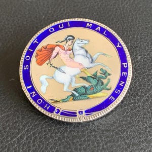 Order of the Garter : Georgian Enamelled Silver Crown Brooch