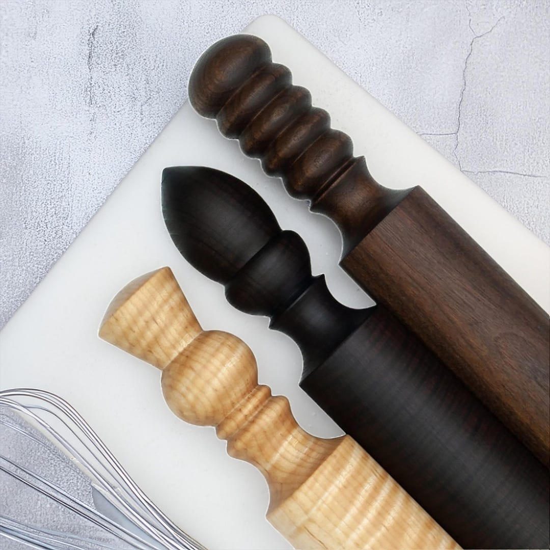 Rolling Pin Rounded Edge Solid Wood Rolling Pin, Straight Rolling Pin With Handles, Pastry ...