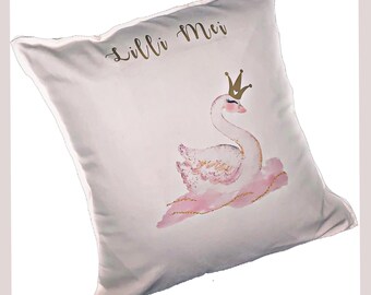 Swan cushion | Etsy Gold swan pillow, swan crown cushion
