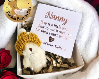 Personalised Grandma Pocket Bear , always here gift , Nanny pocket bear , Personalised Nan gift , tiny Gran bear , miss you