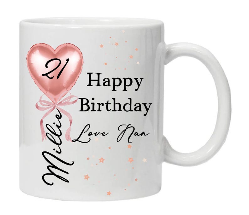 Taza personalizada para 21 cumpleaños: taza con nombre personalizado, recuerdo para hija y nieta imagen 2