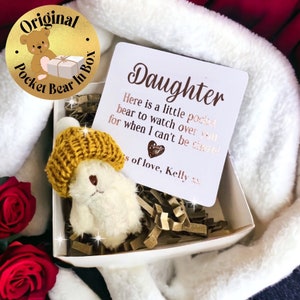Personalised Daughter Pocket Bear , always here gift , daughter pocket bear , Personalised daughter gift , tiny daughter bear , miss you