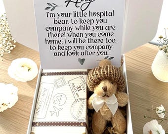 Tiny Pocket Bear Gift - Miniature Hospital Support Bear with Beanie - Personalised Hug Teddy - Get Well Soon