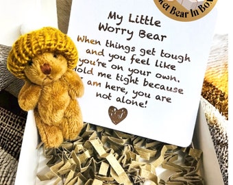 Children’s worry bear gift , little pocket bear , miniature teddy bear , don’t worry gift , separation bear , kids school anxiety gift