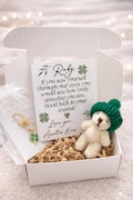 Personalised Good Luck Exam Box - lucky GCSE / A Levels Test Gift - Graduation Pocket Hug Bear