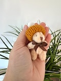 Tiny Pocket Teddy Bear: Handmade Miniature Gift with Hat - Teddy stocking filler