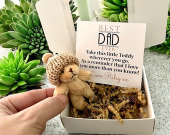 Personalised Pocket Bear for Dad: Custom Message Keepsake Gift - Sentimental Teddy