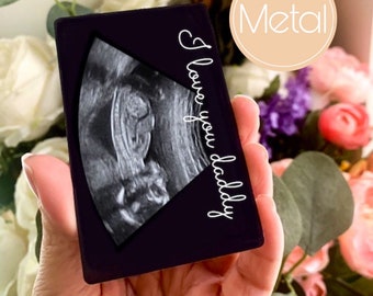 Personalised Baby Scan Metal Wallet Card - New Dad Gift
