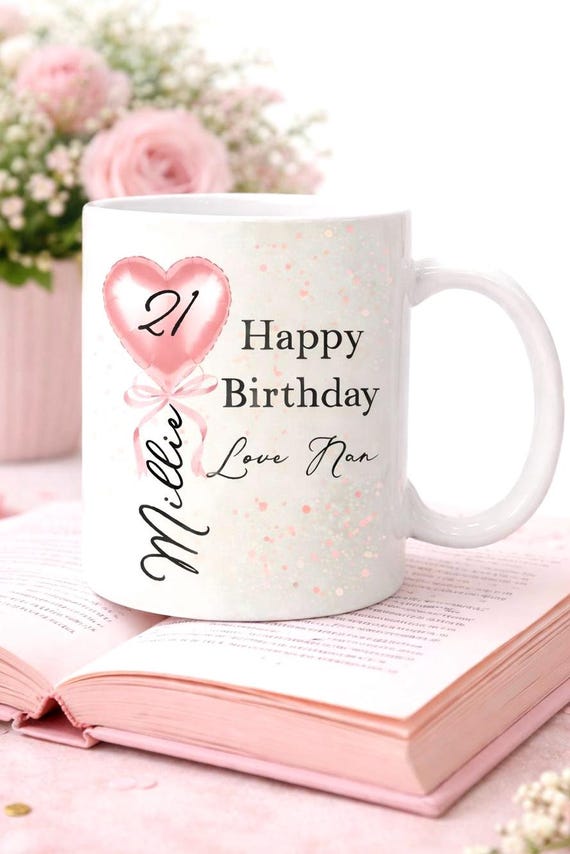 Personalised 21st Birthday Mug – Custom Name Cup , Daughter Granddaughter Keepsake