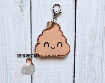 Happy Poop Acrylic 1" Charm | Glitter Resin | Work Accessory