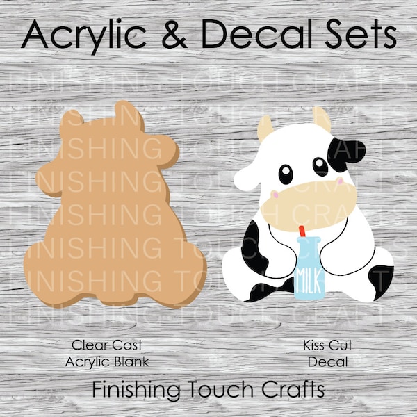 Sitting Cow Vinyl Decal and Acrylic Blank Set | 2" for Badge Reels