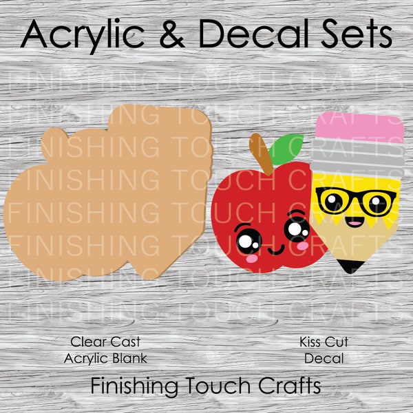 Apple Pencil Vinyl Decal and Acrylic Blank Set | 2" for Badge Reels