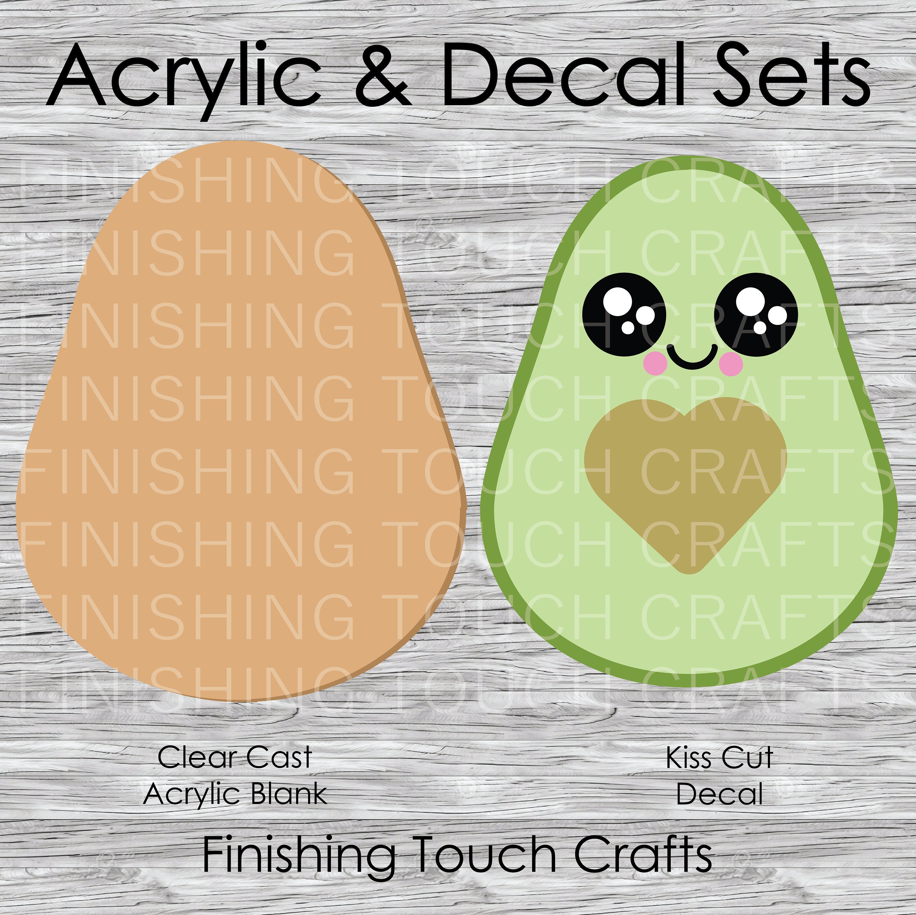 Avocado Vinyl Decal and Acrylic Blank Set 2 for Badge Reels 