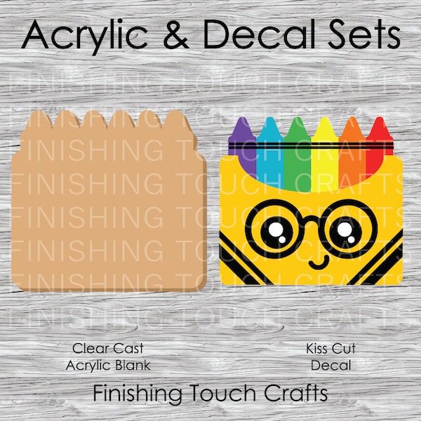 Crayon Box Vinyl Decal and Acrylic Blank Set | 2" for Badge Reels