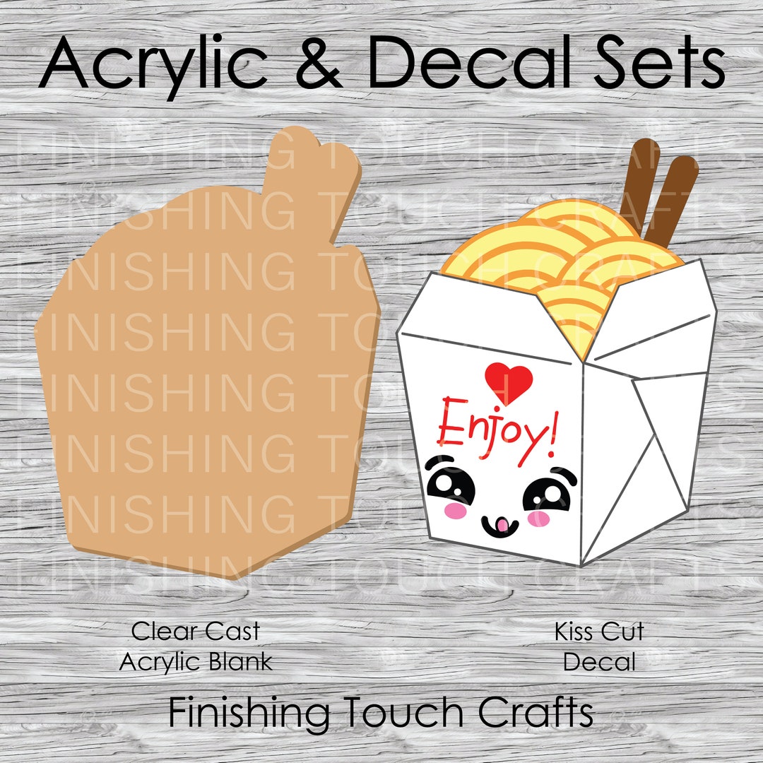 Cut Out Container Stickers Example Take Out Container Vinyl Decal and Acrylic Blank Set | 2