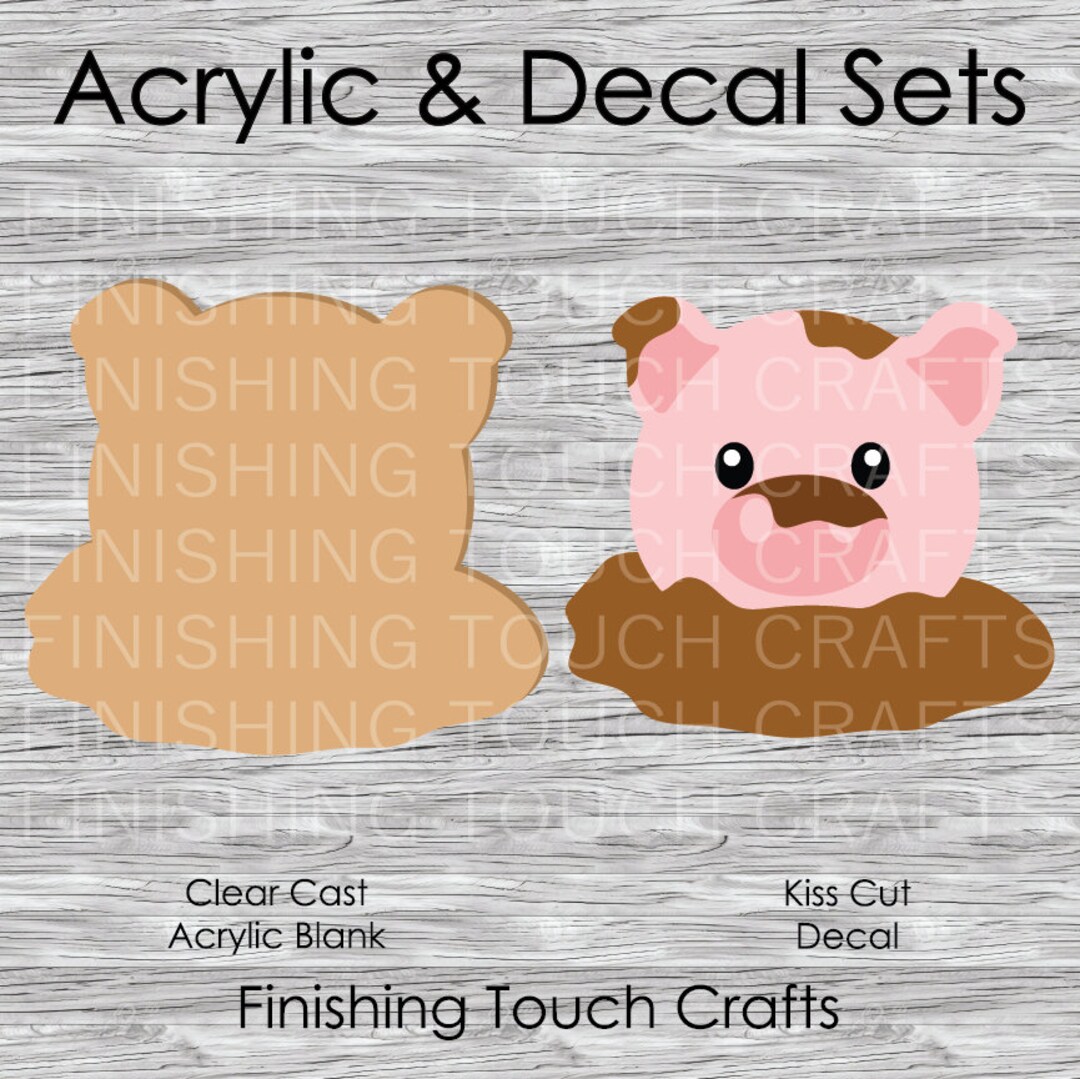Piggy in Mud Vinyl Decal and Acrylic Blank Set 2 for Badge Reels 