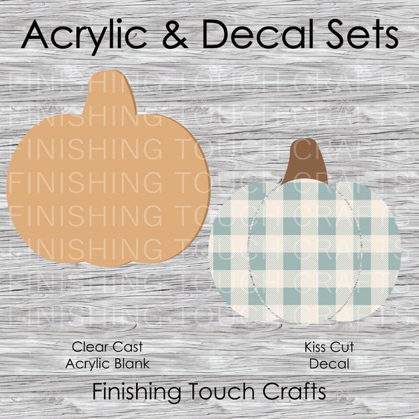 Teal Plaid Pumpkin Vinyl Decal and Acrylic Blank Set | 2" for Badge Reels