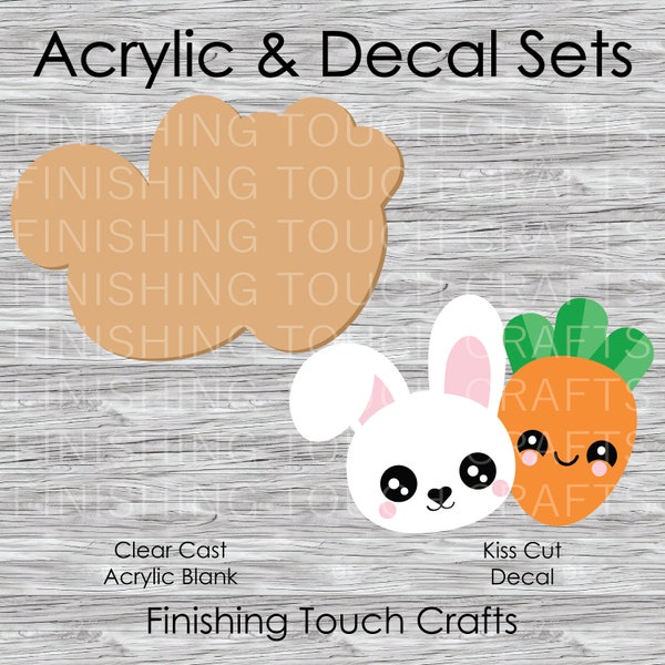 Bunny Carrot Vinyl Decal and Acrylic Blank Set | 2" for Badge Reels