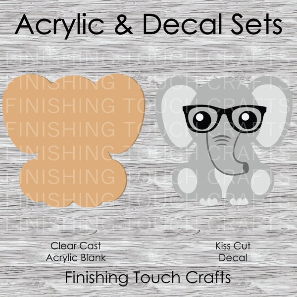 Sitting Elephant Vinyl Decal and Acrylic Blank Set | 2" for Badge Reels