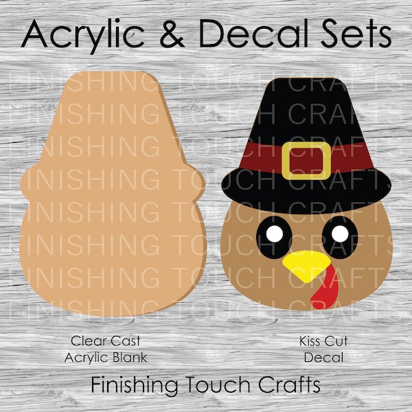 Turkey Hat Vinyl Decal and Acrylic Blank Set | 2" for Badge Reels