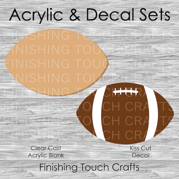 Football Vinyl Decal and Acrylic Blank Set | 2" for Badge Reels