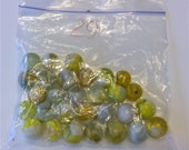 Vintage Glass Assorted Green Yellow Orange Marbles - Bag of 29