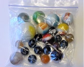 Vintage Glass Assorted Size and Colors Marbles - Bag of 23