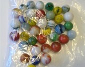 Vintage Glass Assorted PEE WEE Marbles - Bag of 37