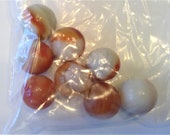 Vintage Glass Marbles Orange White Brown Clear - Bag of 8