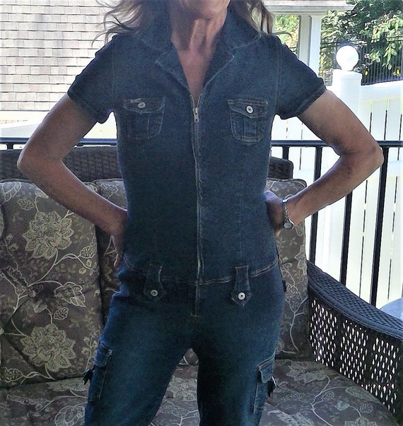denim bodycon jumpsuit