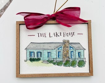 House Portrait Ornament | Personalized Watercolor Holiday Ornament | Custom Home Painting | Miniature Portrait