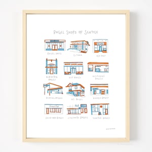 Seattle Bagel Shops  | Fine Art Print of Original Watercolor Painting