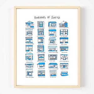 Bookshops of Seattle | Watercolor Print | Favorite Seattle Bookstores
